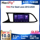 Автомагнитола NaviFly 7862 Carplay QLED, экран 1280*720, Android 10, аудио, мультимедийный плеер для Seat Leon 3 2012 - 2020 DSP 6 ГБ 128 ГБ
