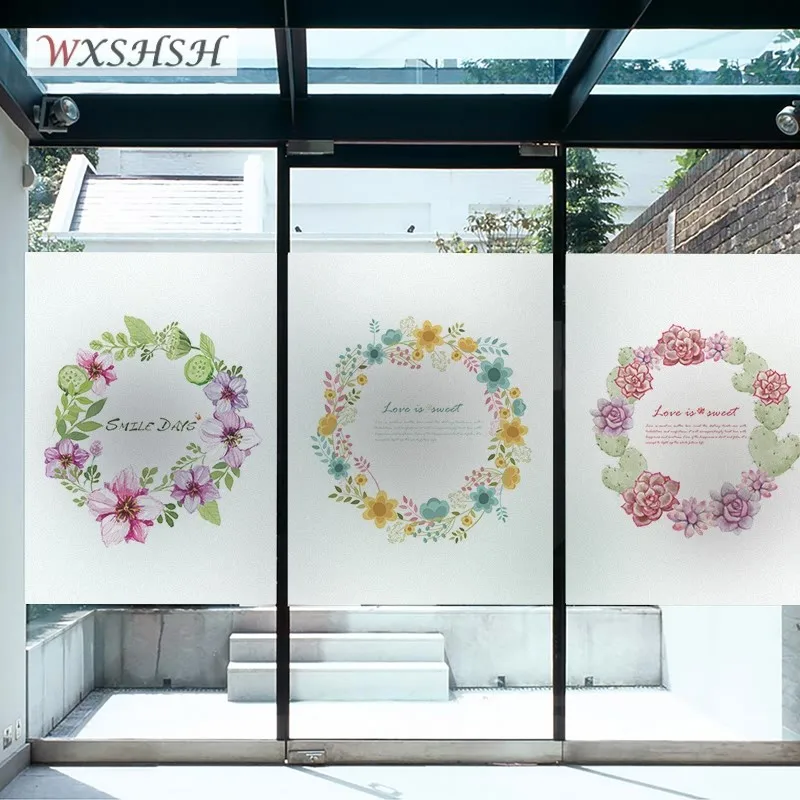 

Custom Size Static Cling Glass Film Garland Sun-Blocking Private Home Decorative PVC Opaque Frosted Durable Removable Tint-Film