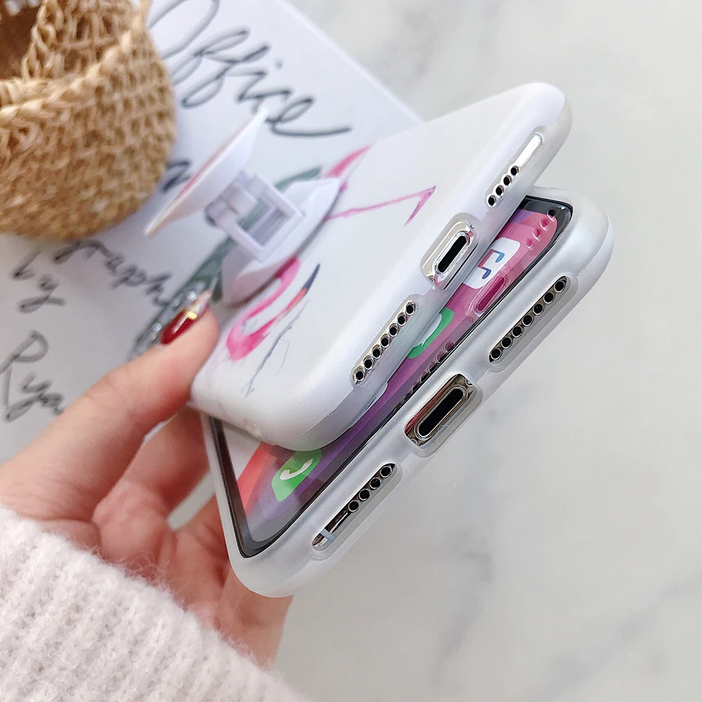 Чехол для телефона LOVECOM с фламинго бананом листьями и держателем iPhone 12 Mini 11 Pro Max XR X