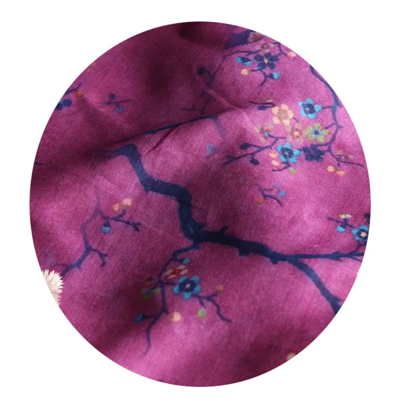 Ткань ramie высокого качества ткань с принтом фиолетовой сливы халат платье