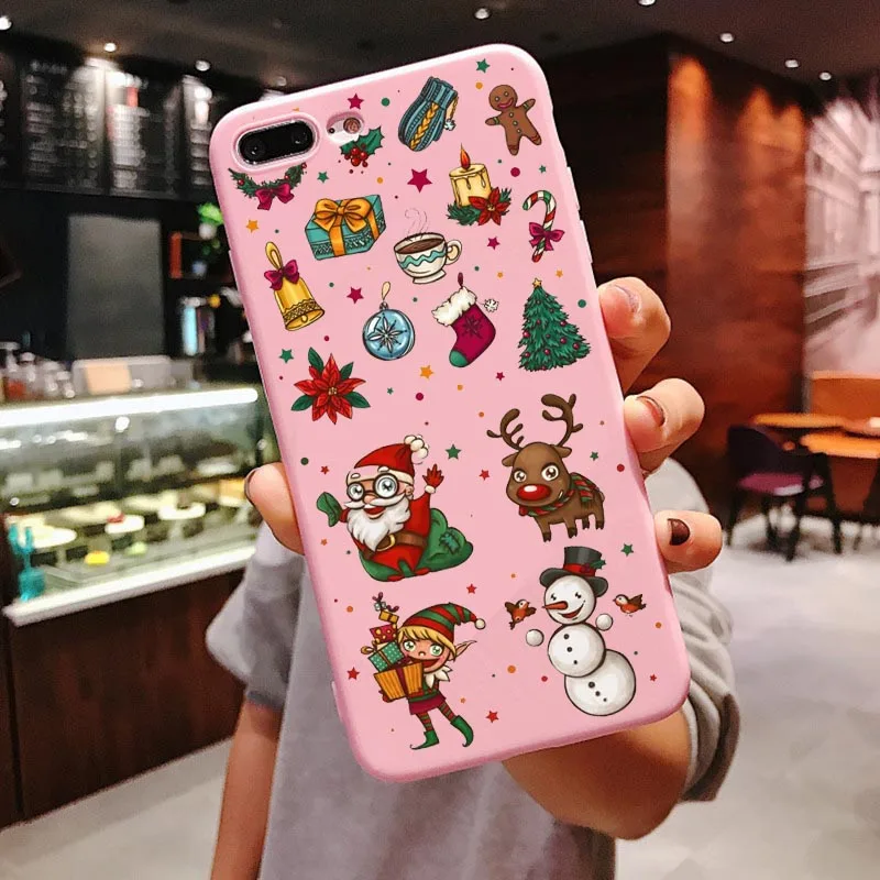 Веселый Рождественский чехол Vogue girl для iPhone 11 Pro Max новогодний розовый мягкий чехол для телефона с лосем для iPhone X 6 6S 7 8 Plus Xs XR XS MAX - Цвет: PINK TPU
