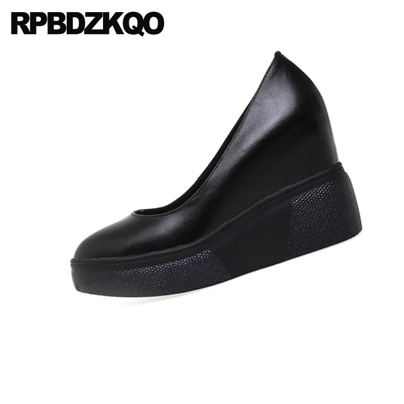 Туфли женские на очень высокой танкетке натуральная кожа без застежки