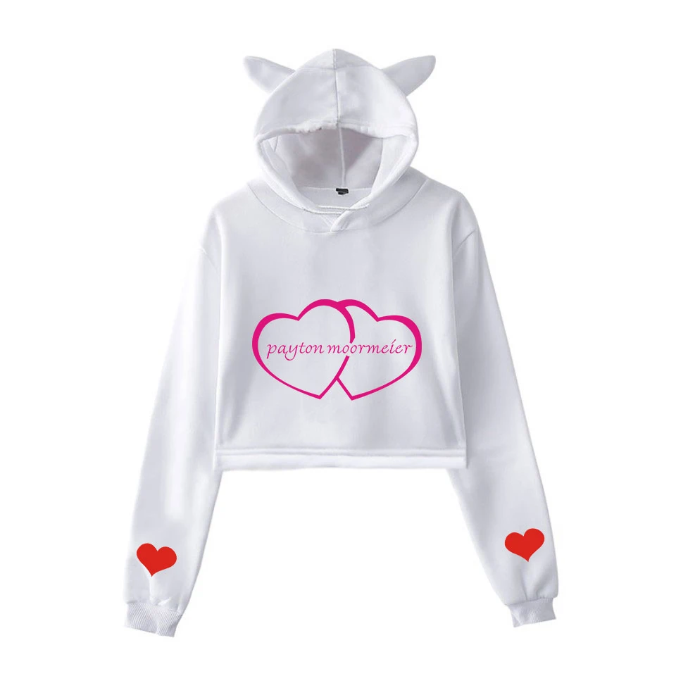 

Fashion Cat Ears Top Women Hoodies Sweatshirt Sexy Clothes Print New Casual Hooded Pullovers Female Short Full High Quality Tops