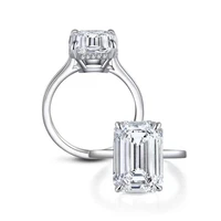 trendy 6 carat emerald cut sona diamond ring women jewelry white gold plated 925 sterling silver wedding ring anniversary gift