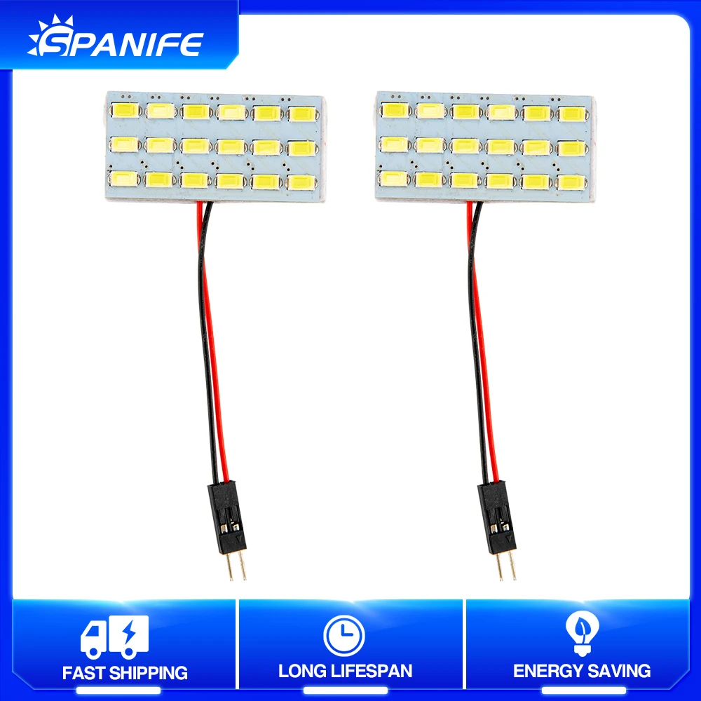 

Spanife 2pcs Car LED Car Light 5630-18SMD Car Interior Reading Lights White Dome License Plate Lamp Ceiling Light for car