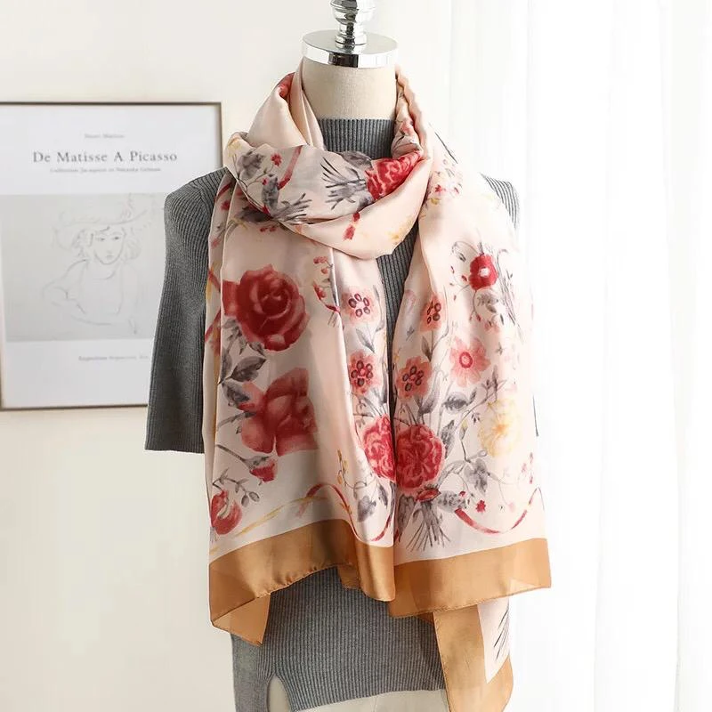 

Yulaili 2020 Fashion Silk Scarves Satin Neck Scarf For Women Print Hijab Scarfs Female Shawls and Wraps For Lady Beach Stole