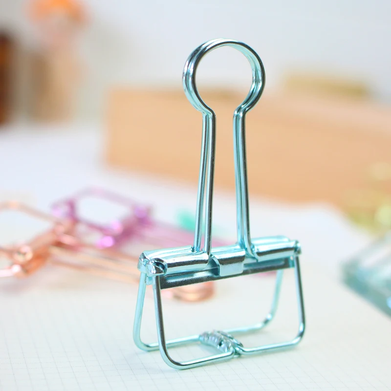 

1pc Kawaii Colorful Metal Paper Clips Binder Clip for Ticket File Office School Supplies Clips Random Color