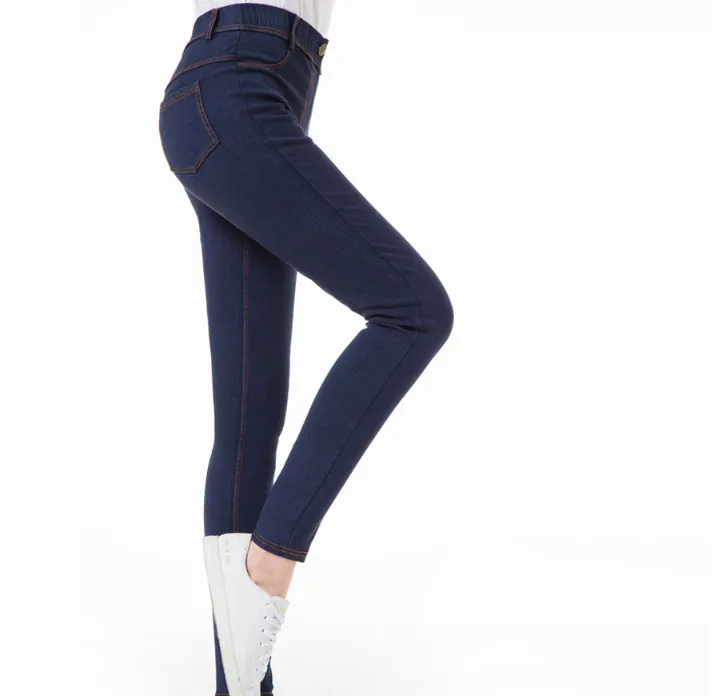Womens Plus Size Jeans Spring And Summer Vintage Pencil Pants Denim Elastic Butt Lifting Push UP Mom ouc469J | Женская одежда