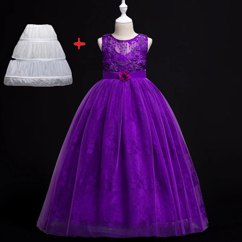 as pictures Wedding Party Dress for Girls Lace First feast princess Long Dress New Exchange Dress Ball Beauty Sexy Shoulder Dress - Цвет: as pictures