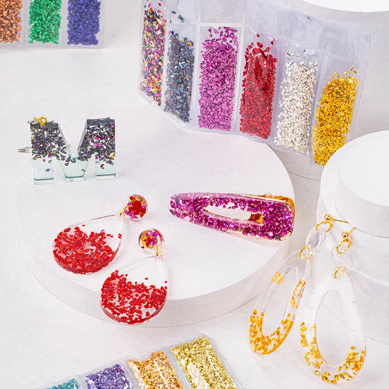 4 шт. смешанный блестящий порошок 1 мм УФ-смола наполнение в ассортименте для