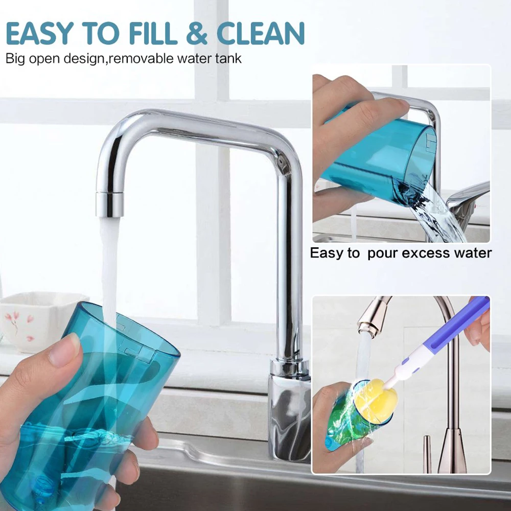 

Destone Oral Irrigator portable water flosser Rechargeable irrigator dental flosser With 4 Modes irrigation Cleaner 5 Jet Tips