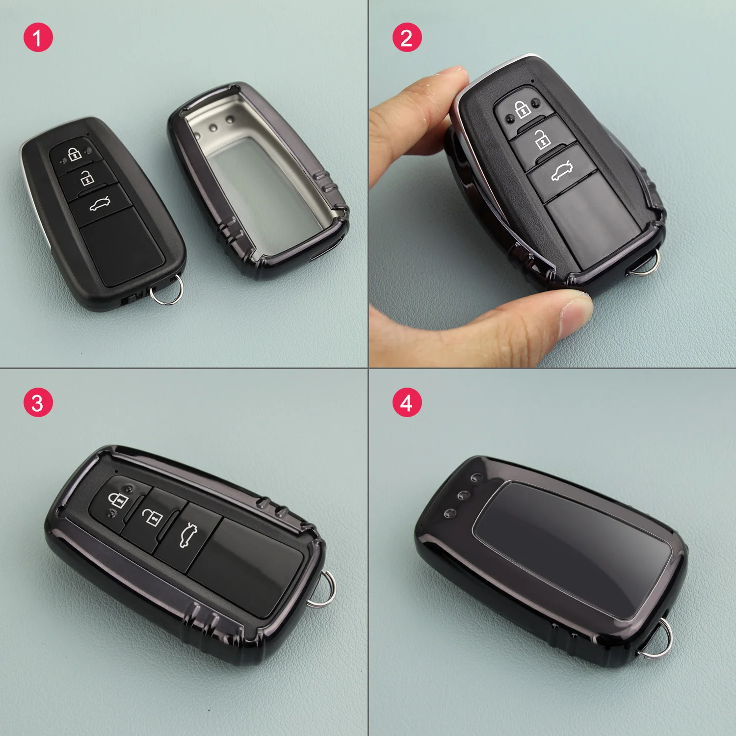 Черный чехол для автомобильного смарт-ключа держатель Fob Toyota Camry C-HR Prius Avalon RAV4 Corolla