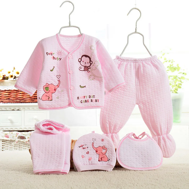 

Newborn Clothes Spring and Summer Kids Combed Cotton Breathable Baby Girl/boy Printing Warm 5-Piece Set Without Box XB150