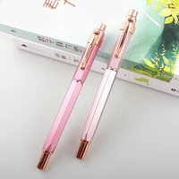 high quality fountain pen hexagon rose red metal ink pen rose gold clip extra fine 0 38mm nib stationery office school supplies