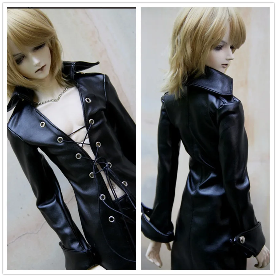 Крутое супер длинное черное кожаное пальто для BJD 1/4 MSD 1/3 SD17 Одежда куклы дяди на