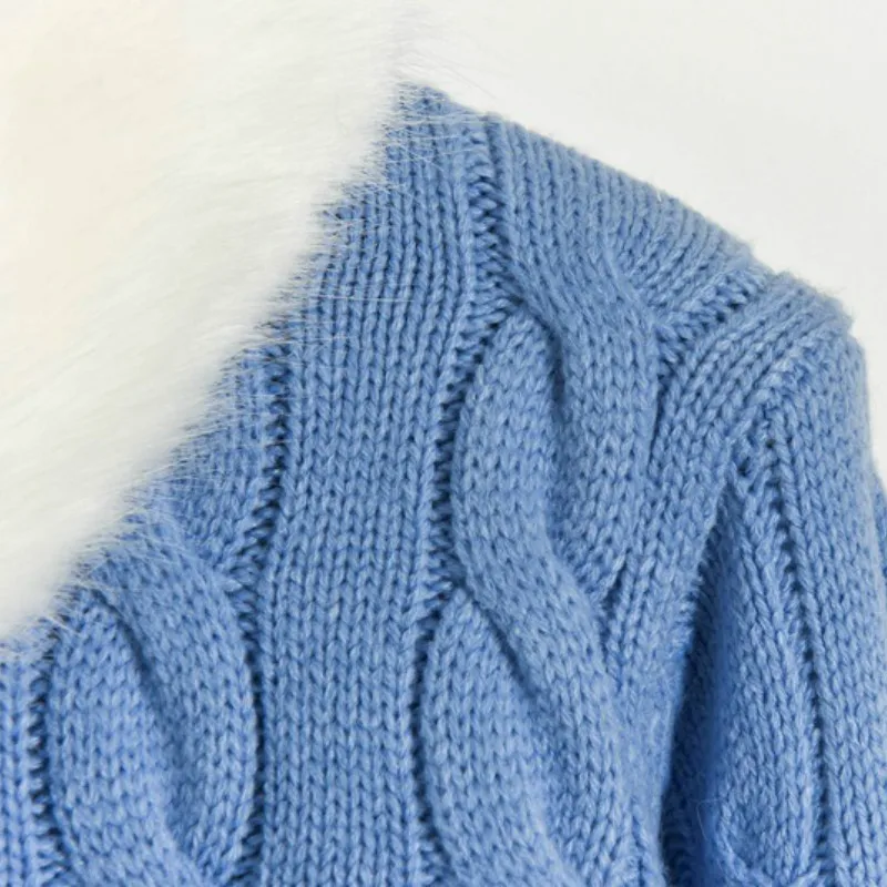 

2021Luxury European Station Autumn and Winter Thick Sweater Women Imitation Mink Short Knitted Cardigan Western Style Top