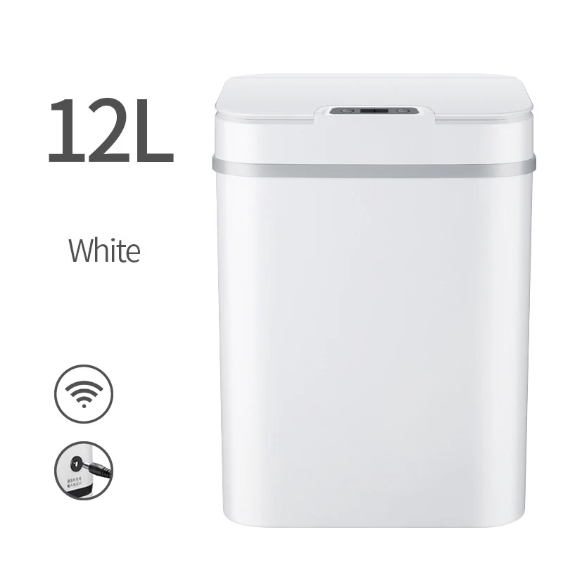White 12L Прямоугольная индукция автоматический датчик держатель для мусорного мешка 12л мусорное ведро автомобиля свалки баки для компоста мини Trashcan чистящие средства - Цвет: White 12L