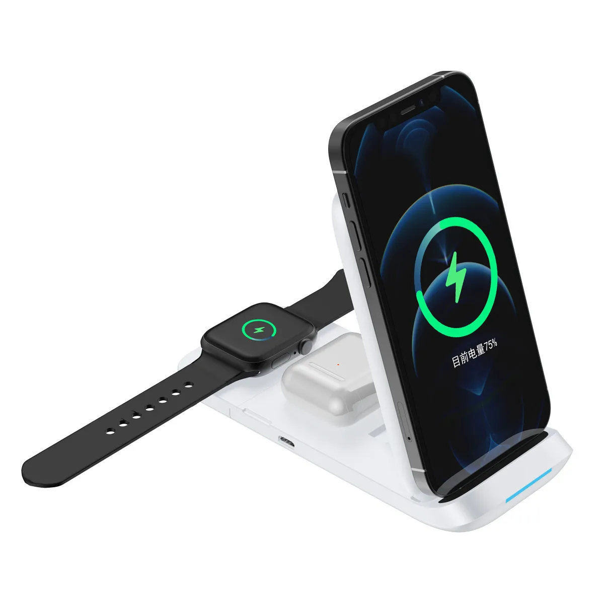 

Fast Charge Station Dock Stand Wireless Charger 3 In 1 for iPhone X XR XS Samsung for Airpods Pro Apple Watch Bluetooth Headset