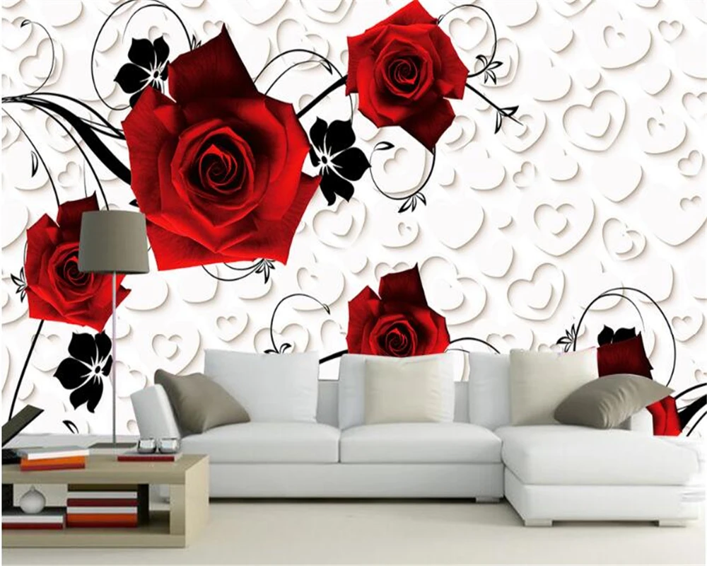 

Beibehang большой индивидуальный мечта розы цветок Мода 3D 3D ТВ гостиная спальня фон домашний декор