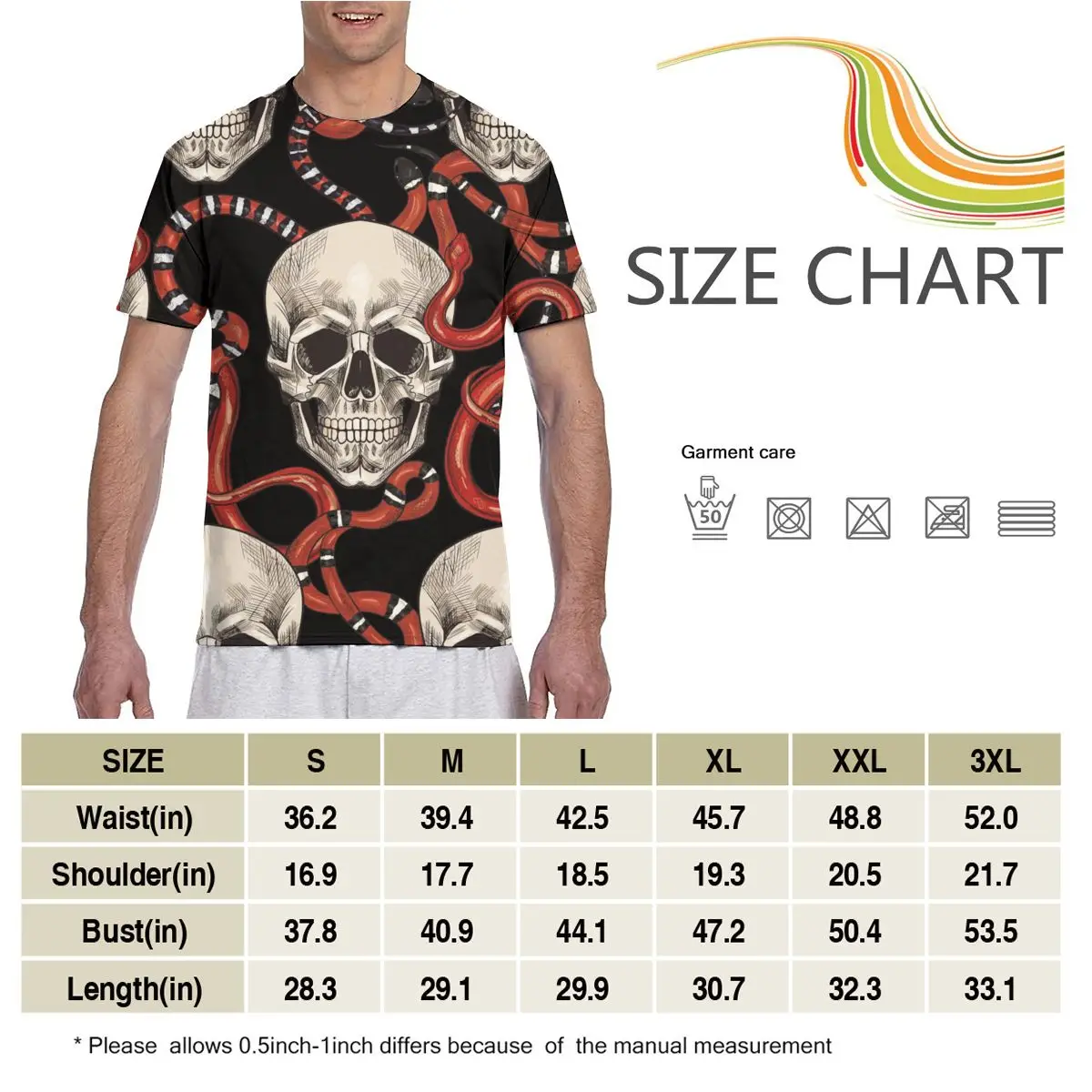 

New Arrive Popular Vintage Skulls And Red Snakes Tshirt Men t-shirt Harajuku Style T shirt Summer Tops