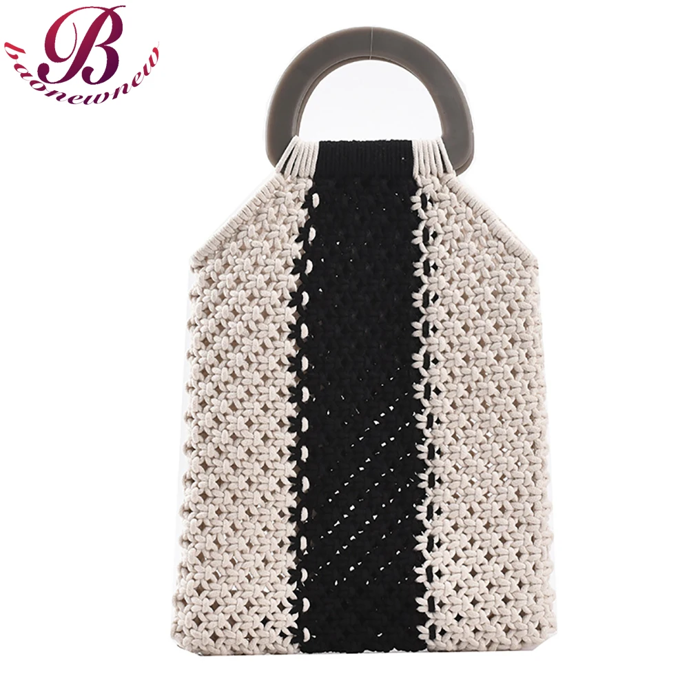 

Дамские плетеные сумочки в стиле ретро, женские ажурные сумки контрастных цветов, женские пляжные пакеты с вертикальным и квадратным ремеш...