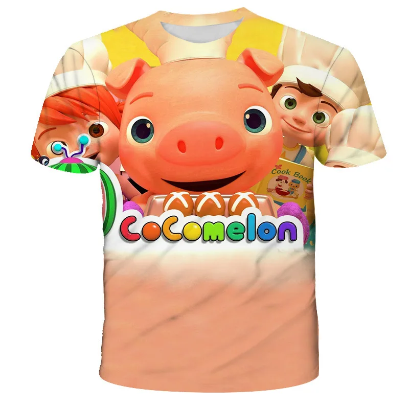 Camiseta de manga corta para ni&ntilde;os y ni&ntilde;as, ropa informal de Cocomelon 3D, Tops de cumplea&ntilde;os para mujeres y adultos-2