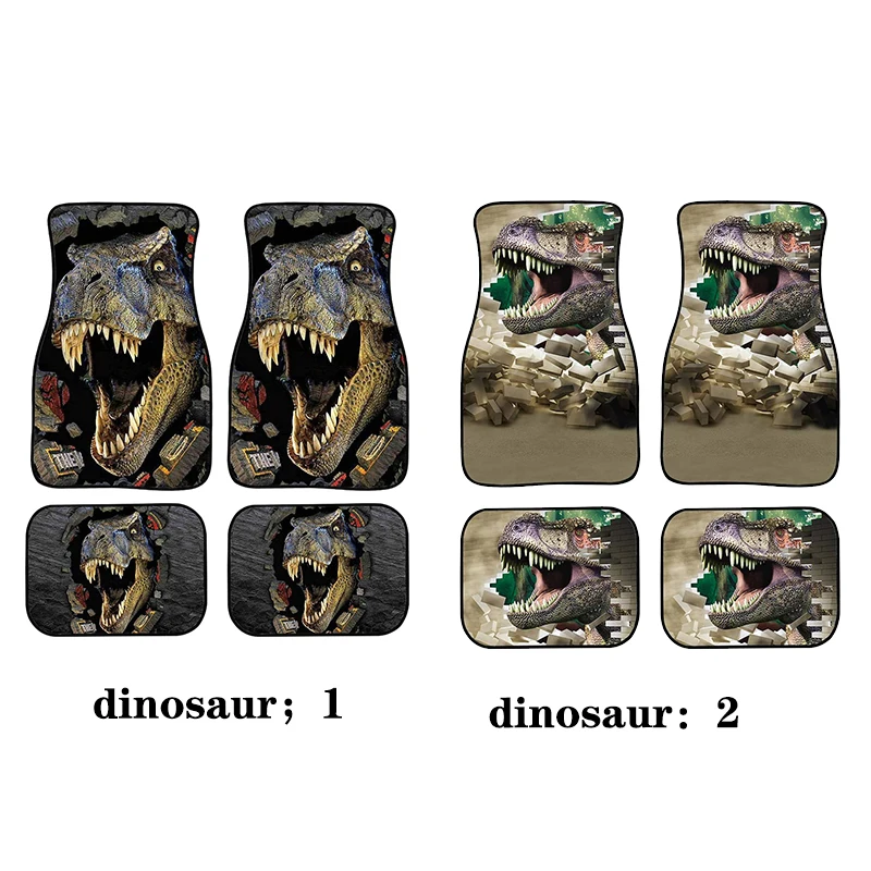 

3D Dinosaur T-rex Car Floor Mat Universal Fit Car Floor Mat Set For Men Teen All Weather Washable Heavy Duty 4 Pieces Full Set