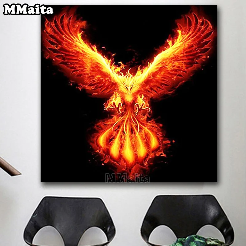 

Алмазная 5D картина «сделай сам», картина Стразы с изображением Огненного Феникса, животное для домашнего декора, подарок для детей, GG6161