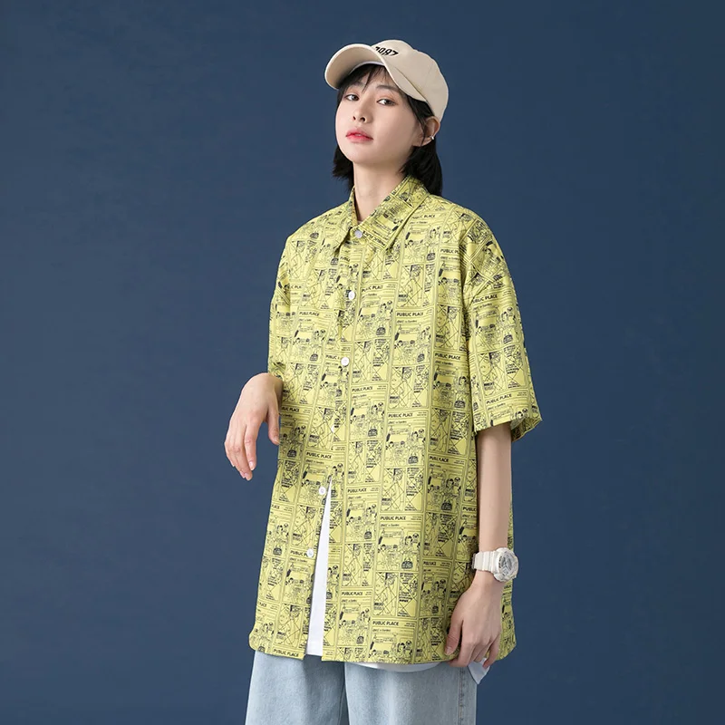 Hip Hop Streetwear Harajuku Hawaiian Shirt Graphics Print Beach Shirt 2021 Men Summer Short Sleeve Fashion Casual Tops Shirt