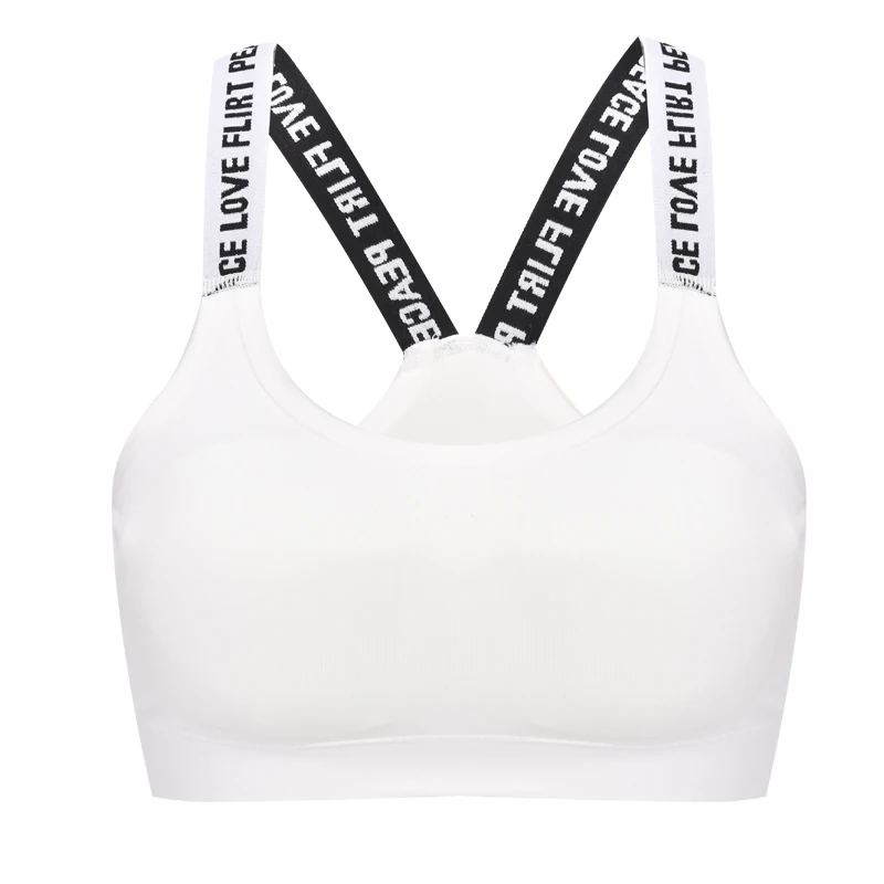 Sexy White And Black Wrap Chest Bra Running Yoga Shockproof Comfortable Sweat Absorbing Short Sports Underwear