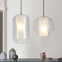 nordic post modern minimalist atmosphere bar restaurant glass lampshade chandelier designer bedroom bedside marble hanglamp