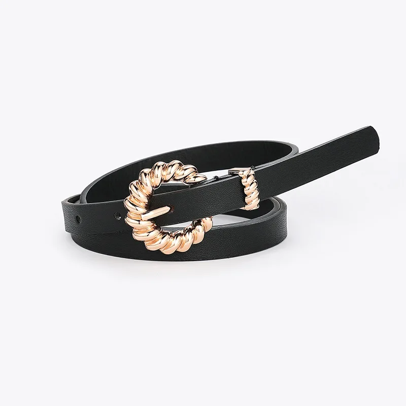 

New Classic Retro Fashion Belt Pu Leather Thin Belt Light Metal Twist Buckle Ladies Belt Casual Fashion Jeans Accessories