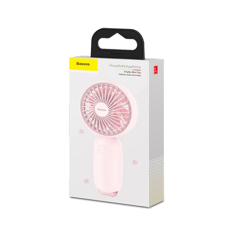 Baseus Портативный USB вентилятор портативный мини-вентилятор с светодиодный светильник летом кулер охлаждения Электрический вентилятор 3-Скорость Регулируемый офисный гаджет - Цвет: Pink