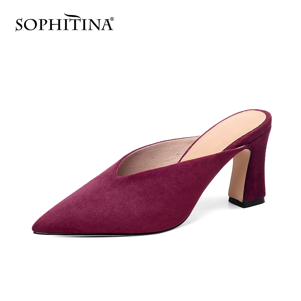 SOPHITINA/женские туфли лодочки Элегантные замшевые с острым носком глубоким v