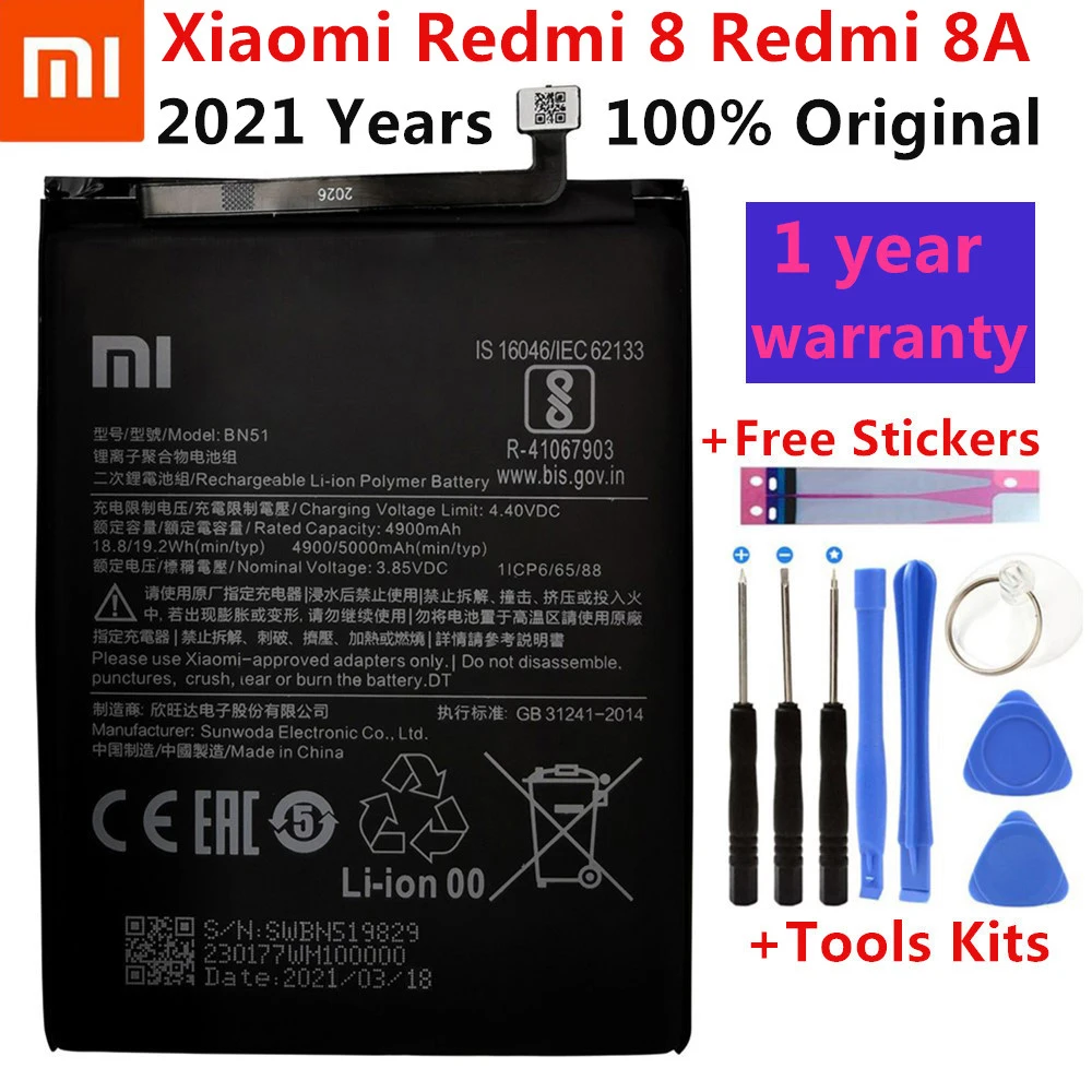 

100% Новый оригинальный сменный аккумулятор XiaoMi 5000 мАч BN51 для Xiaomi Redmi 8 Redmi 8A Redmi8 подлинный аккумулятор для телефона + Инструменты