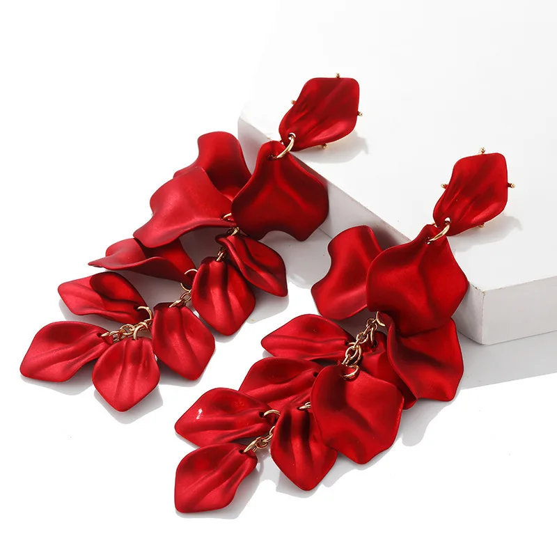 

Shiny Side New Fashion Brand Jewelry Elegant Flower Dangle Earrings for Women Simple Style Gift Long Tassel Earrings Big Earring