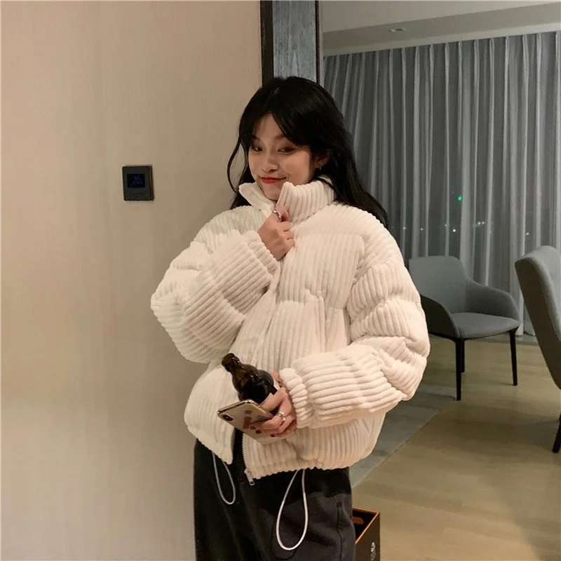 2021 Parkas Winter All-match Solid Jacket Casual Coat Women Loose Outwear Long Parka Cotton Padded Overcoat Female Streetwear