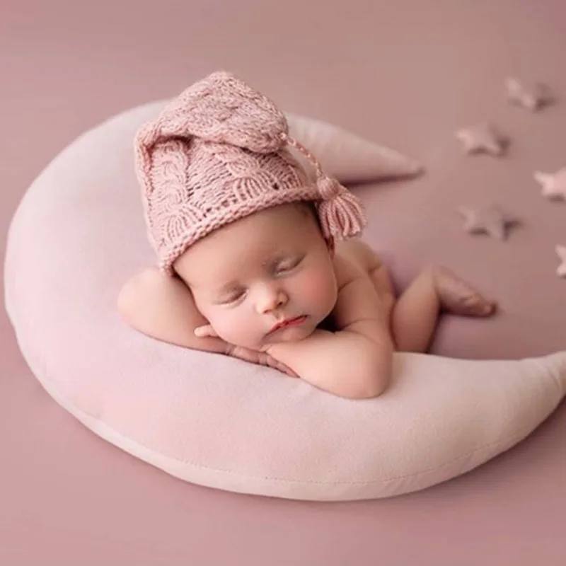 Accesorios de fotograf&iacute;a para sesi&oacute;n de fotos de beb&eacute;, almohada creativa de estrella y Luna para cumplea&ntilde;os de reci&eacute;n nacido, 0-3 meses, accesorios de estudio, regalos-2