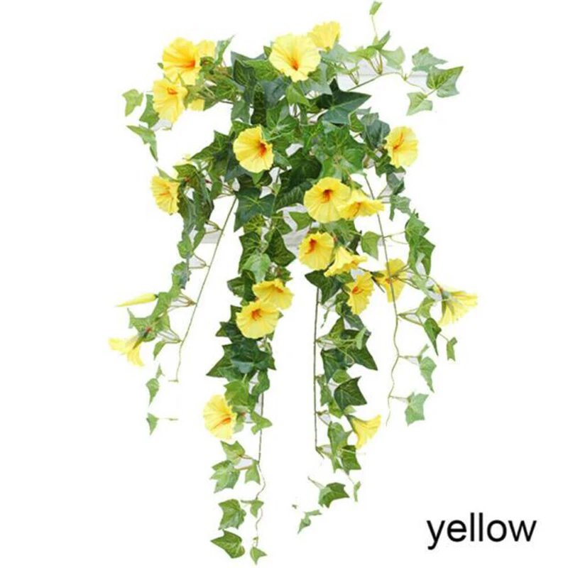 

Hanging Basket Artificial Fake Silk Morning Glory Flower Vine Home Decor Hot