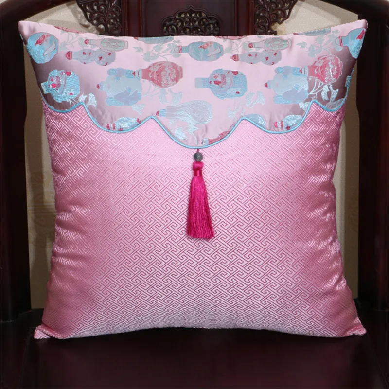 Чехол для подушки в китайском стиле с кисточками и рыбками драконами