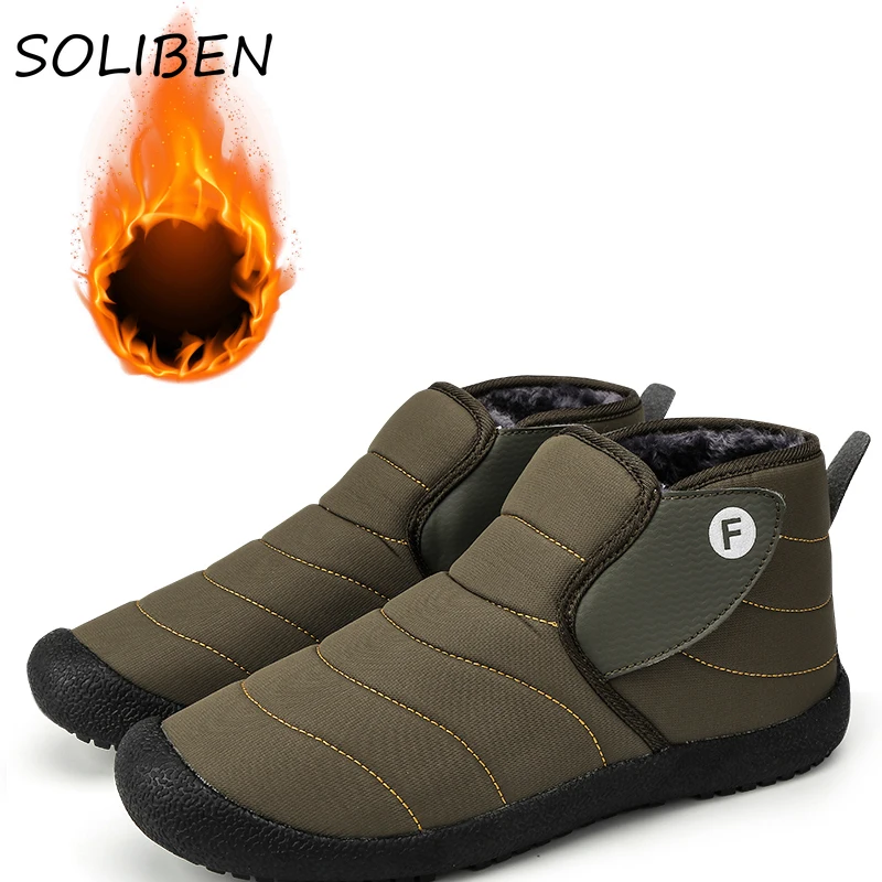 

SOLIBEN 2021 New Fashion Men Boots Fur Men Snow Boots Couple Keep Warm Winter Shoes Comfortable Outdoor Men Sneakers