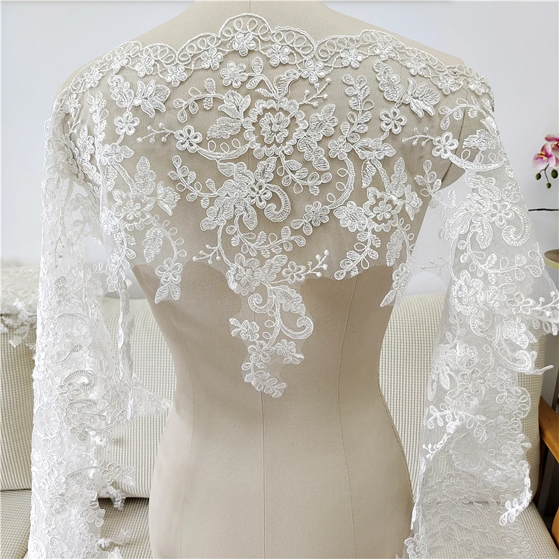 

New 35cm wedding dress headdress DIY accessories fabric ivory lace trim