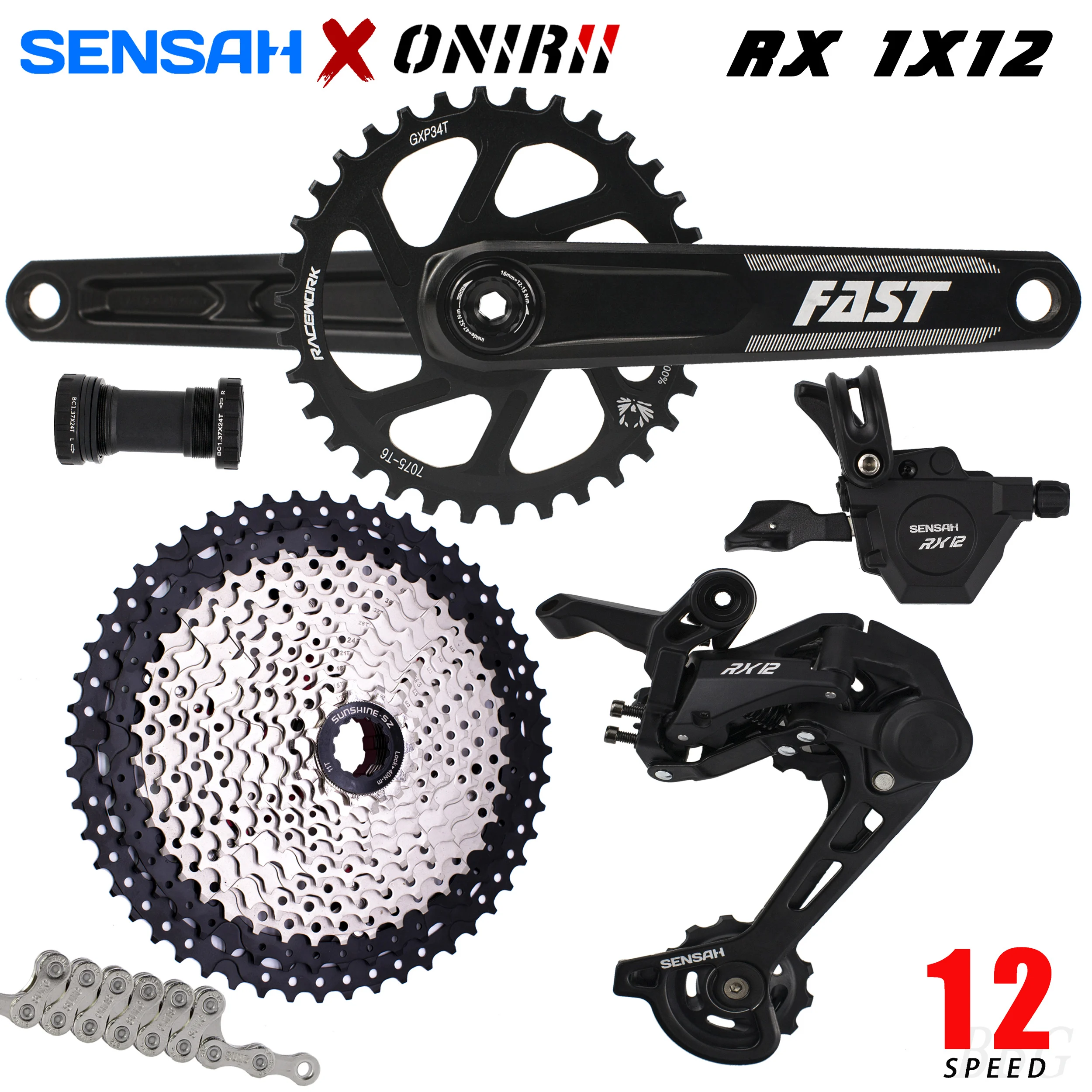

SENSAH RX 12 PRO Bicycle 1x12 12Speed BIKE Groupset MTB Kit Trigger Shifter + Rear Derailleur kit transmision 1x12 Chain New