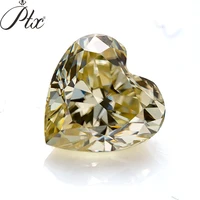 customized crushed ice heart cut yellow vvs1 moissanite loose diamond test passed gemstone for jewelry making