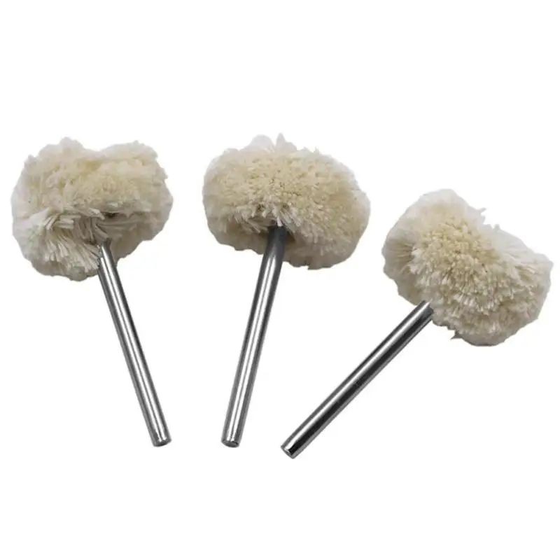 

10pcs 3mm Shank Wooled Polishing Wheels Grinding Brush Buffing Pad Rotary Tool Suitable For Metal Jade Gem Olives Walnut Amber