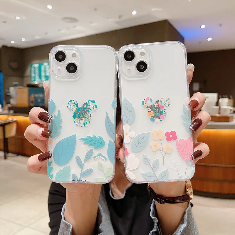 

Fashion Love Flower Doodle Phone Case For iPhone 13 12 11 Pro Max XS X XR 7 8 Plus SE 2020 Transparent Soft Silicone Cover