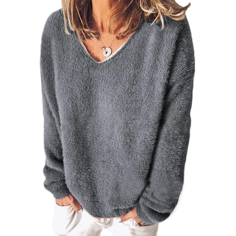 

V-neck Sweater Women Loose Winter Pullover Female Sweater Long Sleeve Women Tops 2020 Pull Femme