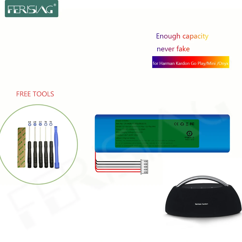 Зарядное устройство FERISING Динамик батарея для Harman Kardon Go Play / Mini Onyx Замена CP-HK06 GSP1029102