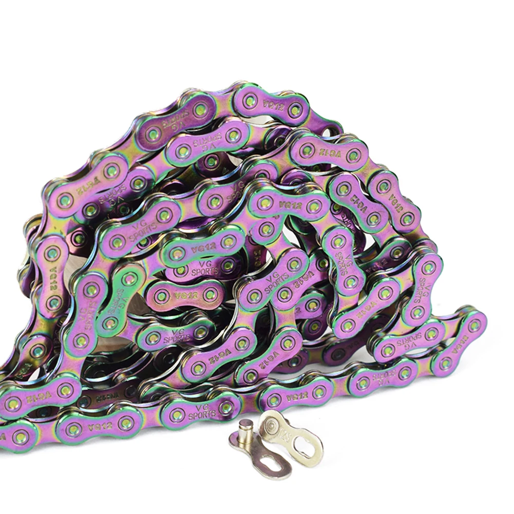 

Bicycle Chain 12 Speed Half Hollow Velocidade Carbon Steel Mountain Road Bike MTB Chains Part 126 Links Gold Silver