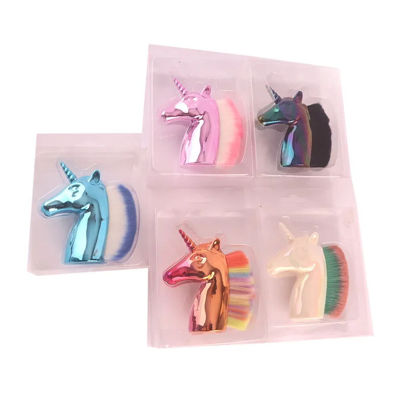 Кисть для румян большой единорог макияжа и контура Цветная кисть основы под